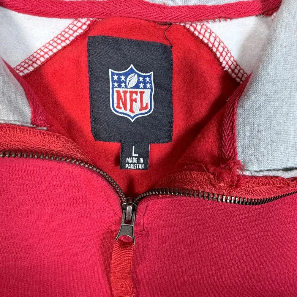 NFL San Francisco 49ers Quarter Zip Sweatshirt Red Gray Pullover Large